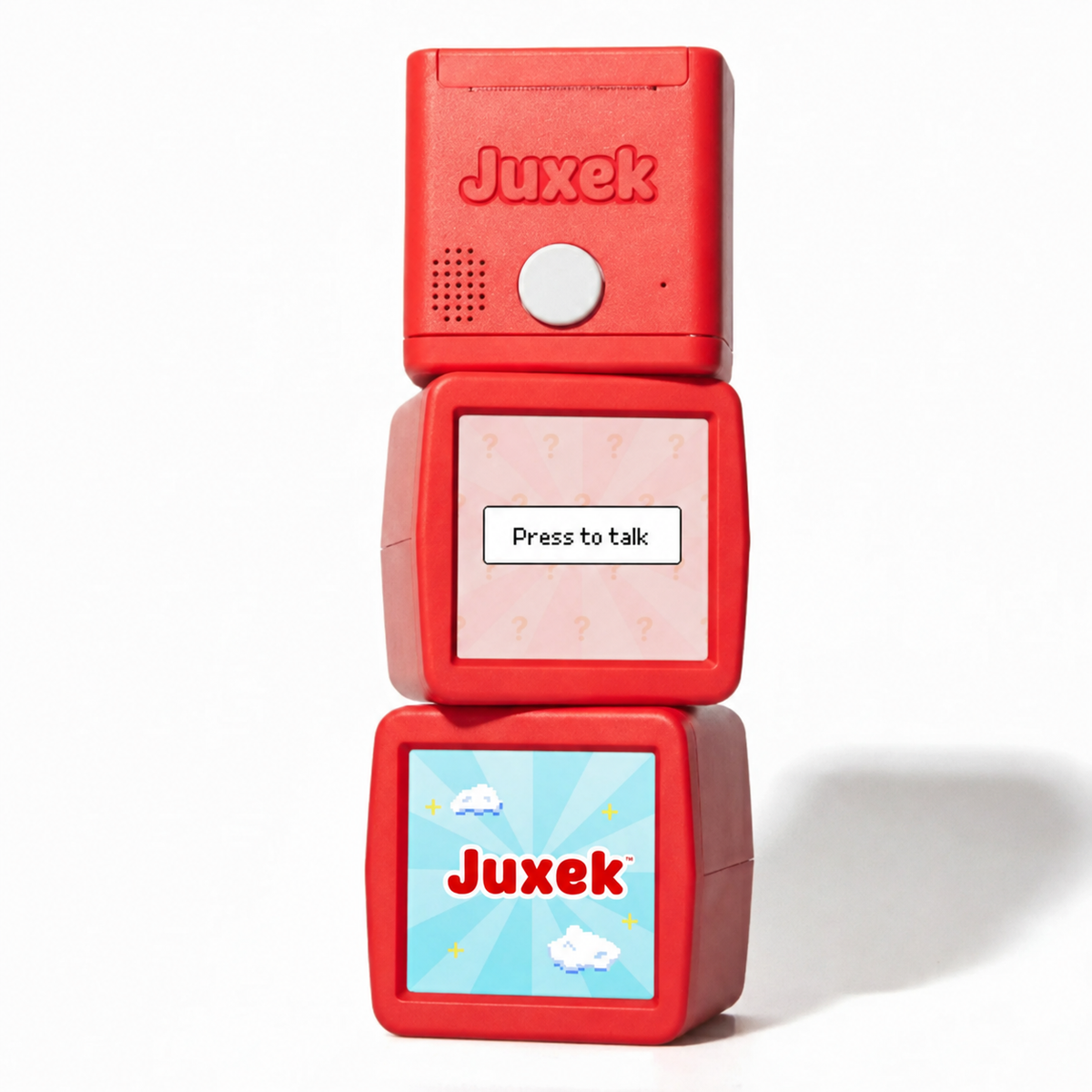 Juxek Q15 AI Voice-Activated Mini Sticker Printer with Screen, Red Inkless Thermal Printer with 5 Rolls Instant-Print Paper and 5 Rolls Self-Adhesive Paper