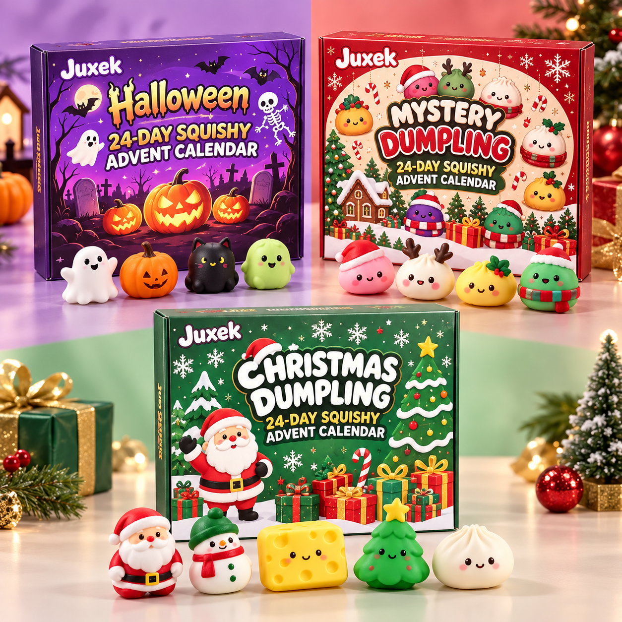 Juxek 24-Day Squishy Advent Calendar – Halloween & Christmas Surprise Countdown Box