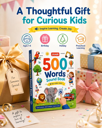 Juxek™ 500 Words Interactive Sound Book – Early Learning Vocabulary Book for Kids