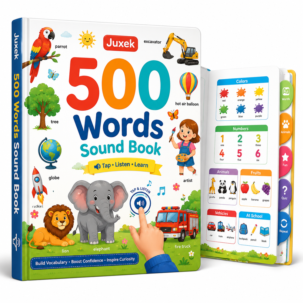 Juxek™ 500 Words Interactive Sound Book – Early Learning Vocabulary Book for Kids