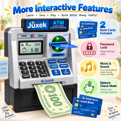 Juxek Kids ATM Piggy Bank – Interactive Money Saving Bank with Card & Password