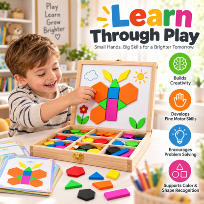 Juxek Magnetic Pattern Blocks – 248PCS Montessori STEM Learning Toy for Kids, Creative Shape Puzzle Game with 60 Design Cards for Toddlers & Children