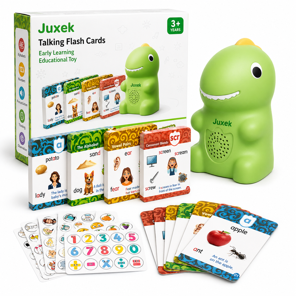 Juxek™ Talking Flash Cards – Interactive Learning Set for Kids