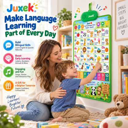 Juxek™ Interactive Bilingual Talking Wall Chart for Kids – English & Spanish Learning Toy