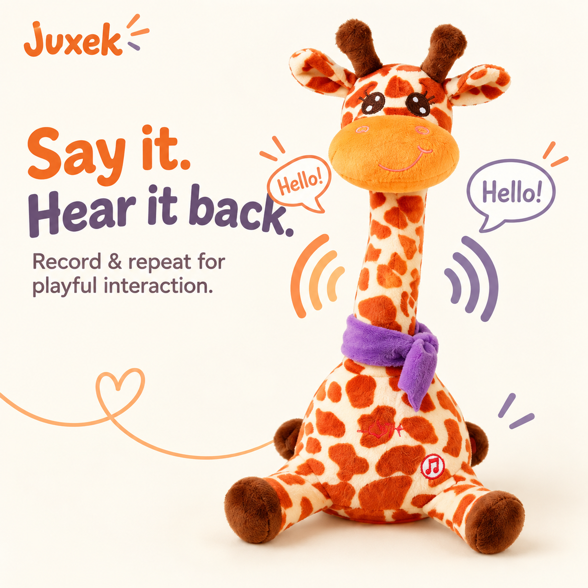 Juxek Dancing Giraffe Plush Toy – Sings, Repeats Your Voice & Lights Up