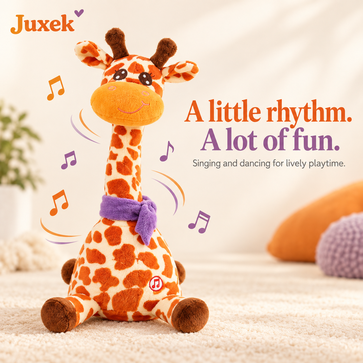 Juxek Dancing Giraffe Plush Toy – Sings, Repeats Your Voice & Lights Up