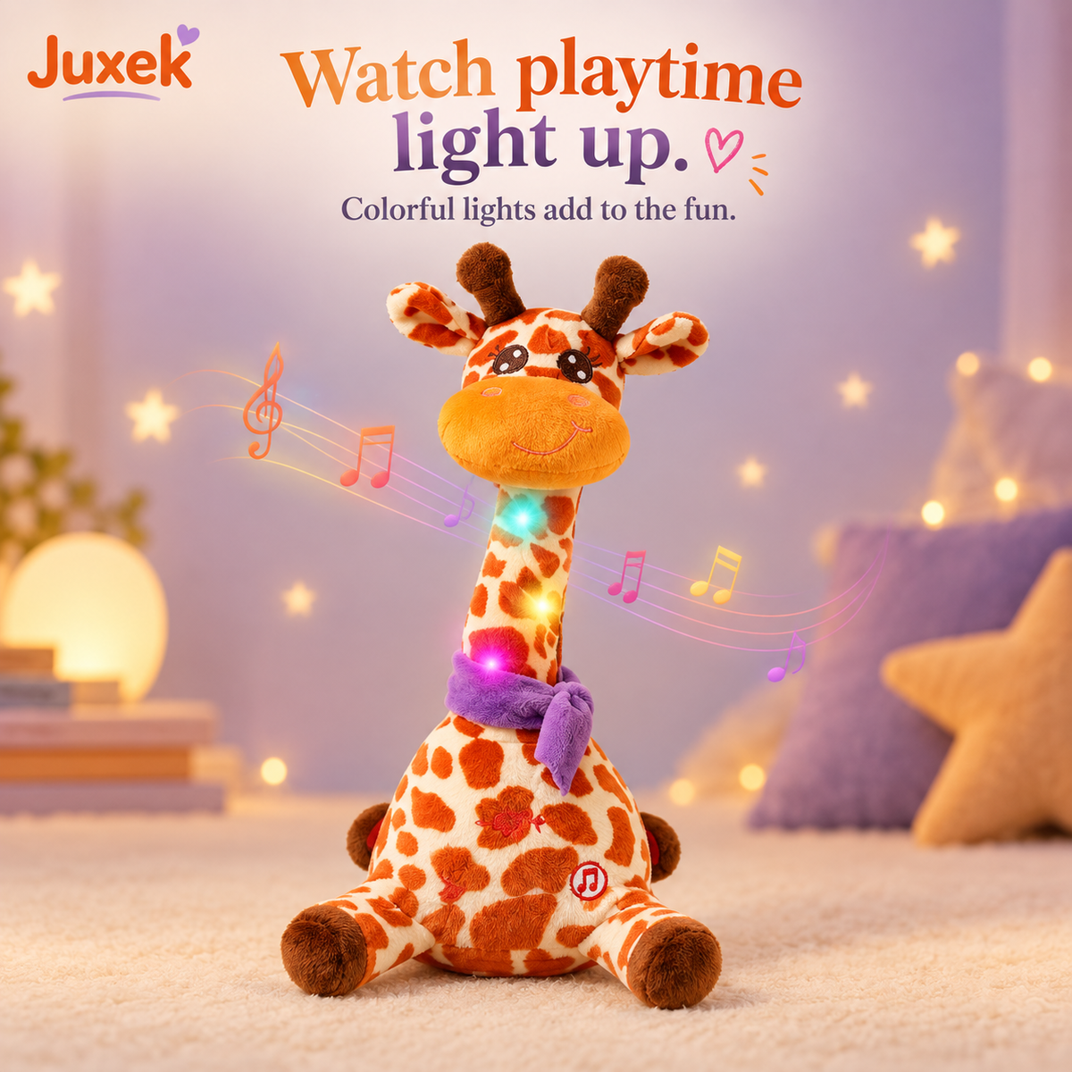 Juxek Dancing Giraffe Plush Toy – Sings, Repeats Your Voice & Lights Up