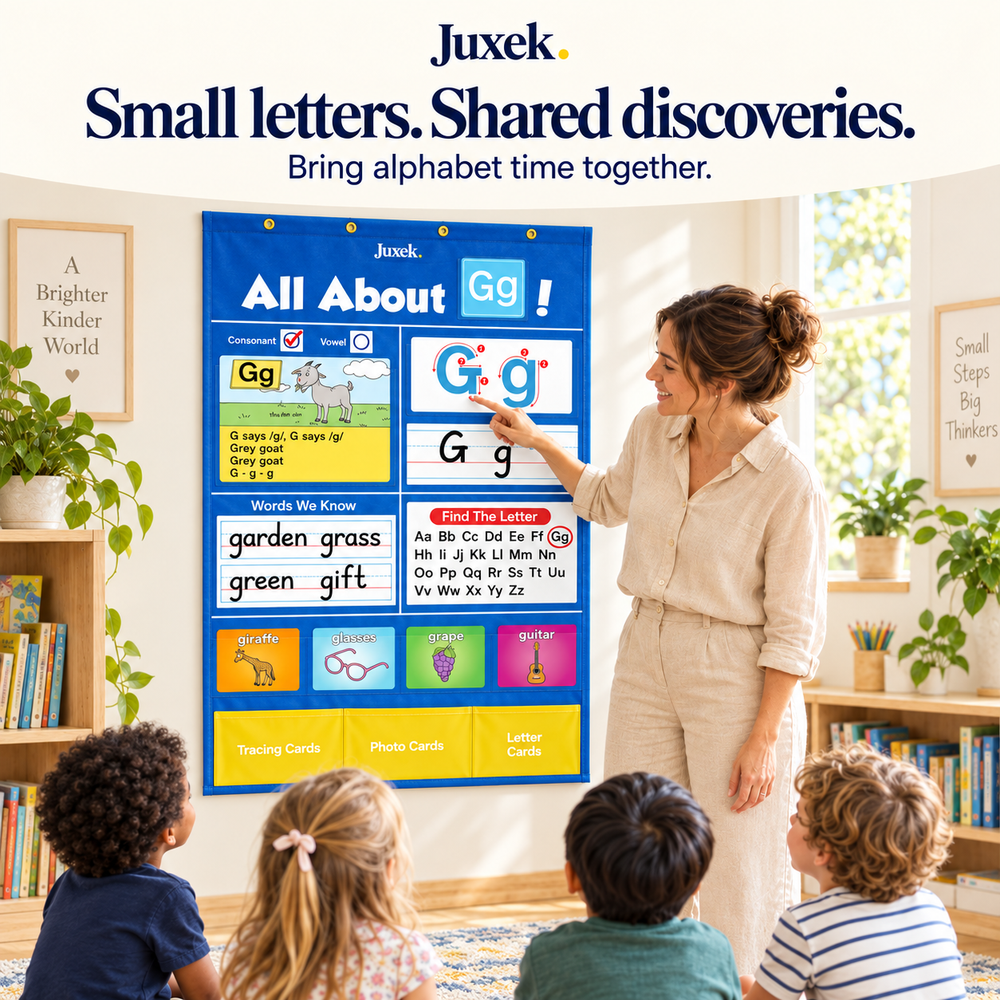 Juxek Alphabet Learning Pocket Chart & Flash Card Set