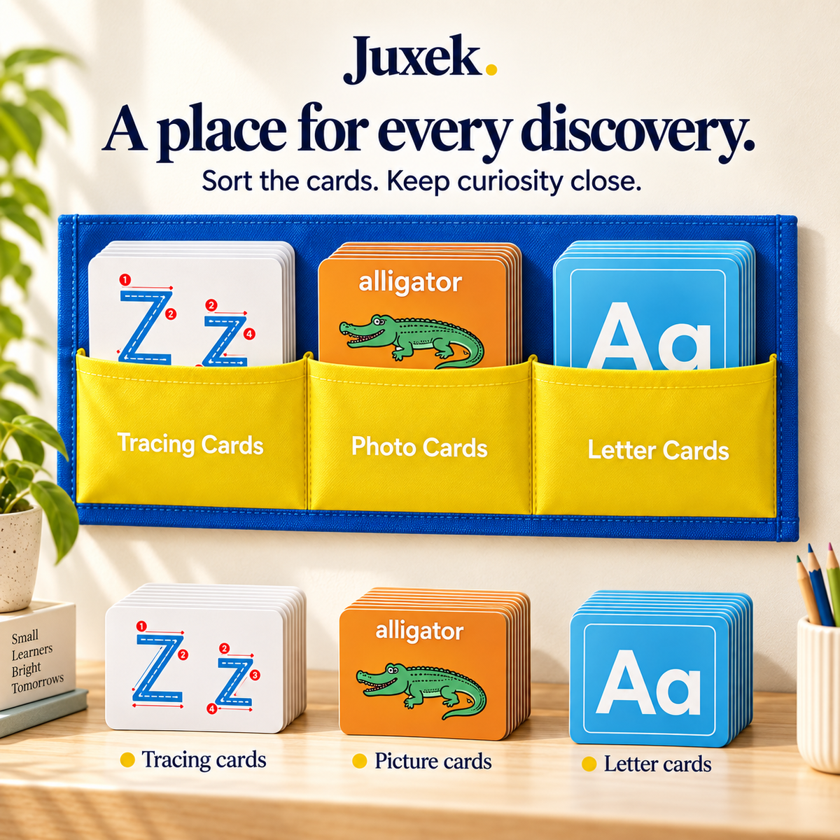 Juxek Alphabet Learning Pocket Chart & Flash Card Set