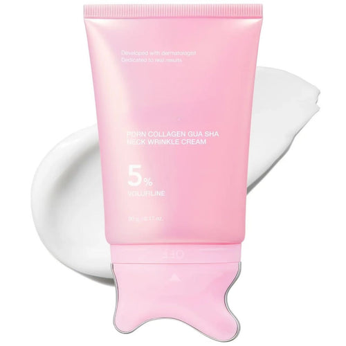PDRN Collagen Gua Sha Neck Wrinkle Cream | Built-In Gua Sha Massager with Volufiline 5% + PDRN | Firming, Contour Care for the Look of Fine Lines, Jawline, Neck, Décolleté,Underarms, Chest, Legs, Shoulder | Massage Cream | Korean Skincare
