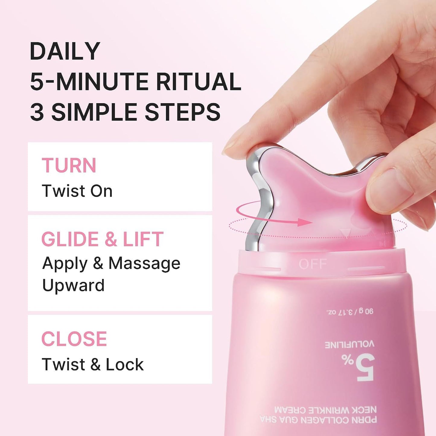 PDRN Collagen Gua Sha Neck Wrinkle Cream | Built-In Gua Sha Massager with Volufiline 5% + PDRN | Firming, Contour Care for the Look of Fine Lines, Jawline, Neck, Décolleté,Underarms, Chest, Legs, Shoulder | Massage Cream | Korean Skincare