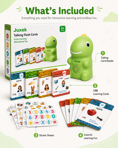 Juxek™ Talking Flash Cards – Interactive Learning Set for Kids