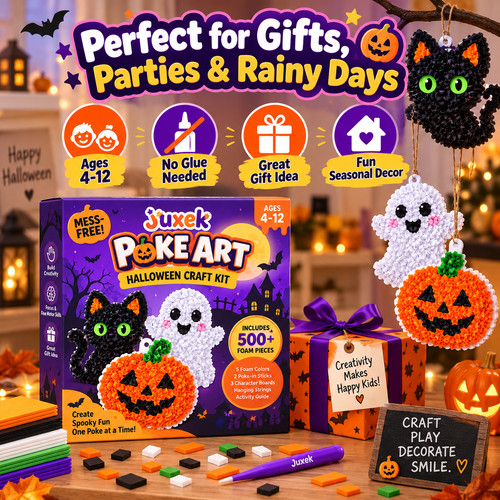 Juxek™ Spooky Craft Kit – Creative Foam Art Activity Toy for Kids, Screen-Free Halloween Fun