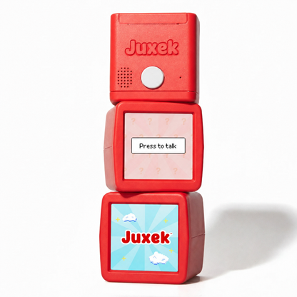 Juxek Q15 AI Voice-Activated Mini Sticker Printer with Screen, Red Inkless Thermal Printer with 5 Rolls Instant-Print Paper and 5 Rolls Self-Adhesive Paper