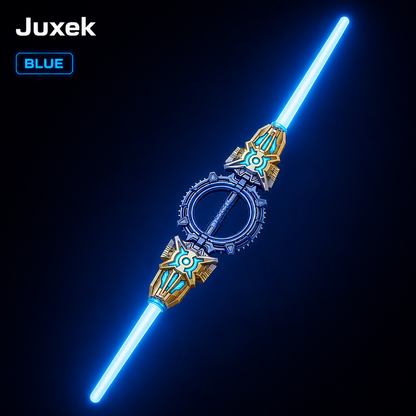 Juxek Retractable LED Light Sword, 24 Color Modes, 360° Spinning Dual-Blade Toy with Sound Effects & USB-C Charging for Cosplay, Parties and Gifts